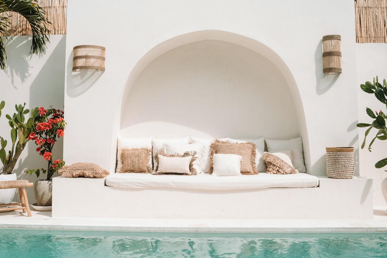 The Raffia Cushion Cover Square - Natural - 60x60 - Kussenhoes - Bazar Bizar - livinglovely.nl