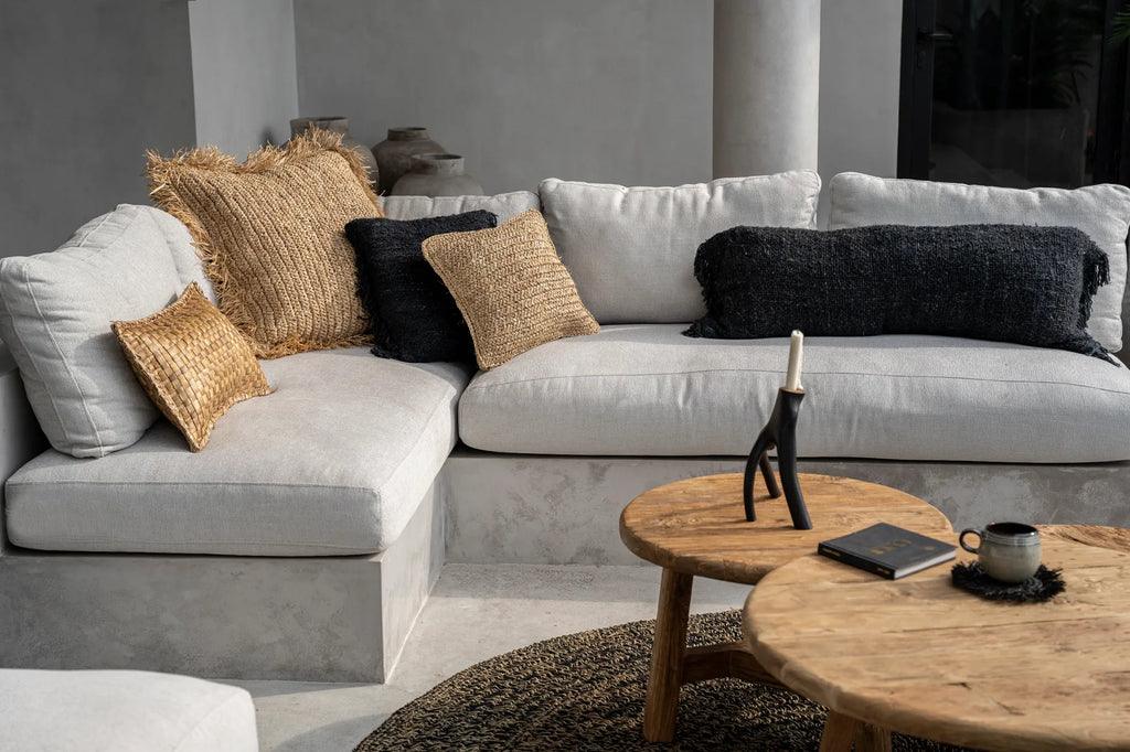 The Raffia Cushion Cover Square - Natural - 60x60 - Kussenhoes - Bazar Bizar - livinglovely.nl