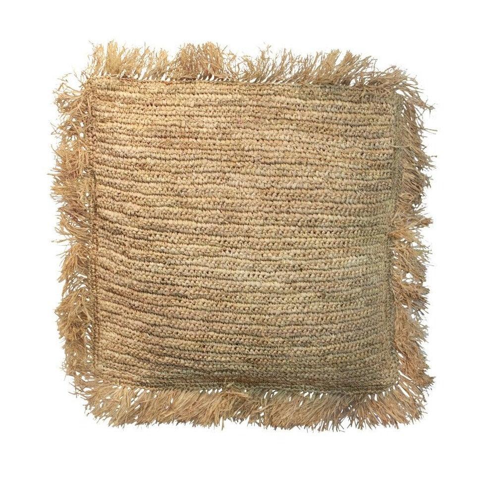 The Raffia Cushion Cover Square - Natural - 60x60 - Kussenhoes - Bazar Bizar - livinglovely.nl