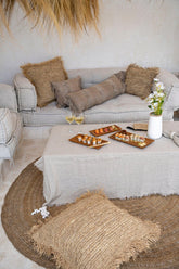 The Raffia Cushion Cover Square - Natural - 60x60 - Kussenhoes - Bazar Bizar - livinglovely.nl