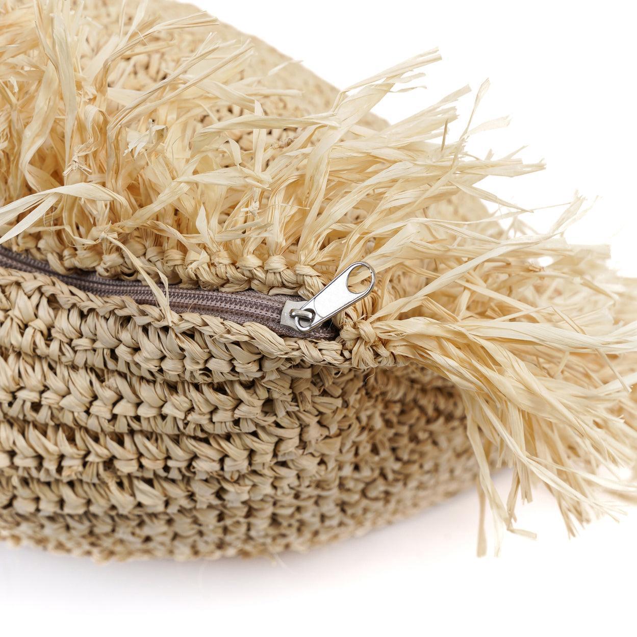 The Raffia Cushion Cover Square - Natural - 60x60 - Kussenhoes - Bazar Bizar - livinglovely.nl