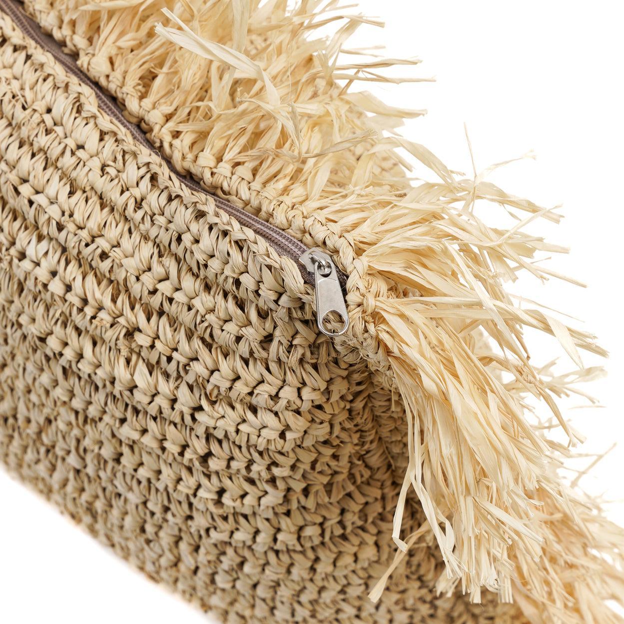 The Raffia Cushion Cover Square - Natural - 60x60 - Kussenhoes - Bazar Bizar - livinglovely.nl