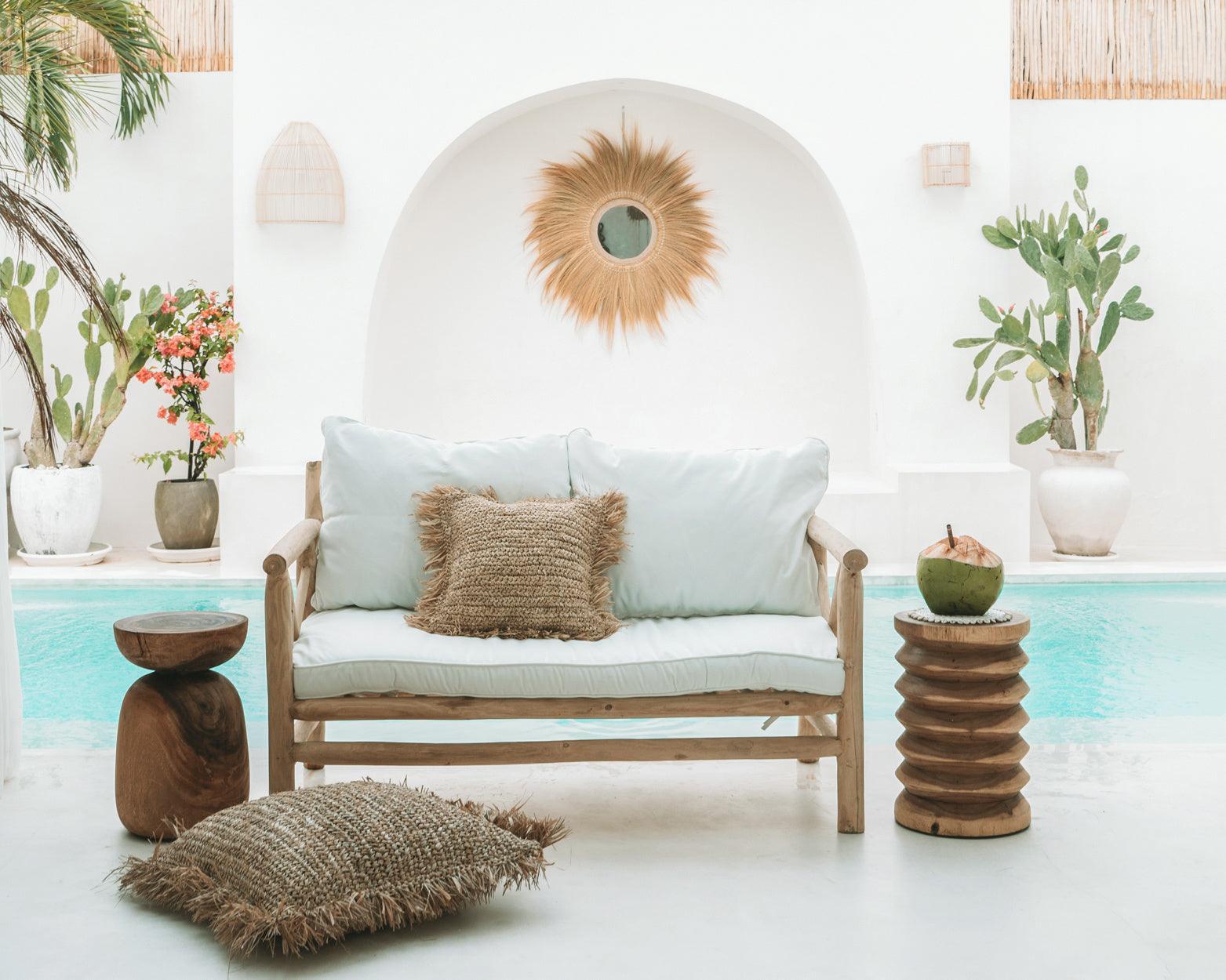 The Raffia Cushion Cover Square - Natural - 60x60 - Kussenhoes - Bazar Bizar - livinglovely.nl