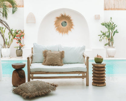 The Raffia Cushion Cover Square - Natural - 60x60 - Kussenhoes - Bazar Bizar - livinglovely.nl