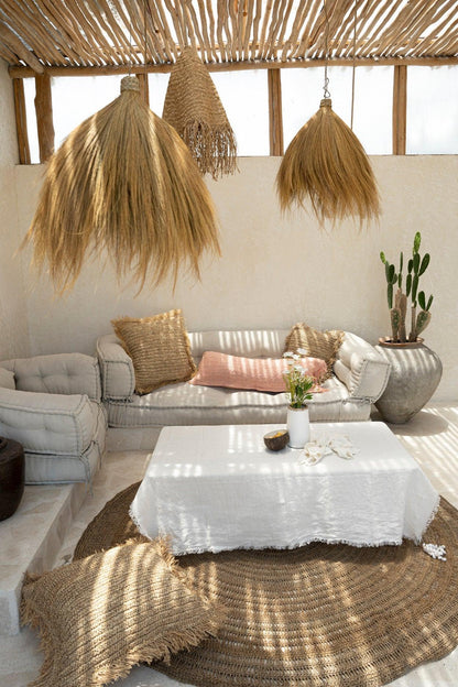 The Raffia Cushion Cover Square - Natural - 60x60 - Kussenhoes - Bazar Bizar - livinglovely.nl
