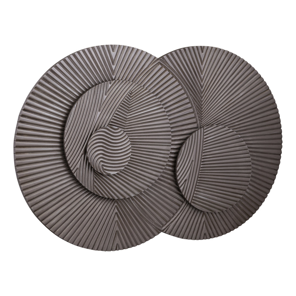 Thikra Brown double circles mdf wall panel carved PTMD - Wandpaneel - PTMD - livinglovely.nl