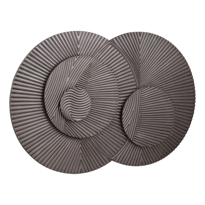 Thikra Brown double circles mdf wall panel carved PTMD - Wandpaneel - PTMD - livinglovely.nl