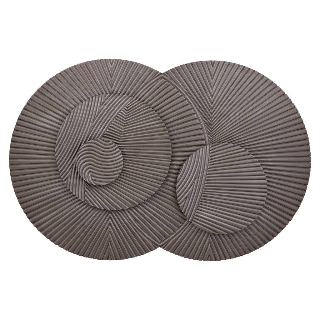Thikra Brown double circles mdf wall panel carved PTMD - Wandpaneel - PTMD - livinglovely.nl