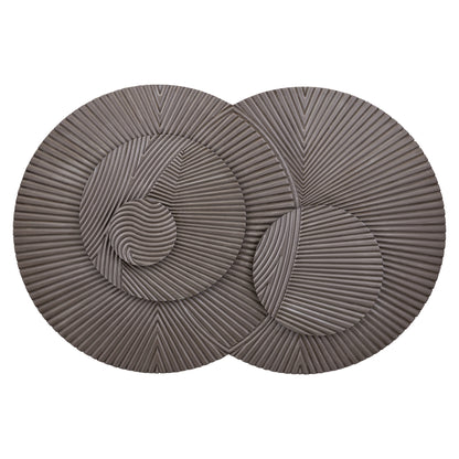 Thikra Brown double circles mdf wall panel carved PTMD - Wandpaneel - PTMD - livinglovely.nl