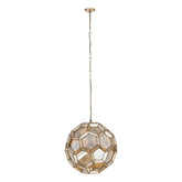 Thyro Antique Brass Glass Amber Ball Lamp 49x49x50cm PTMD - Hanglamp - PTMD - livinglovely.nl