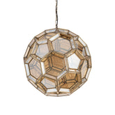 Thyro Antique Brass Glass Amber Ball Lamp 49x49x50cm PTMD - Hanglamp - PTMD - livinglovely.nl