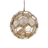 Thyro Antique Brass Glass Amber Ball Lamp 49x49x50cm PTMD - Hanglamp - PTMD - livinglovely.nl