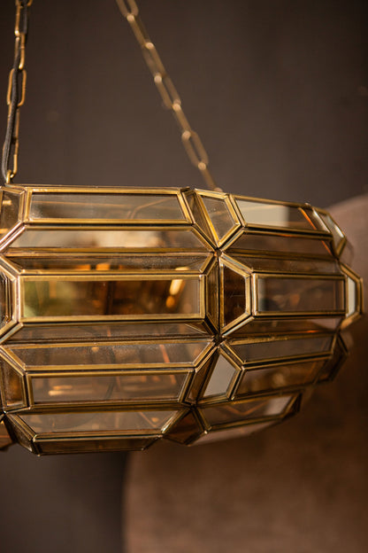 Thyro Antique Brass Glass Amber Donut Lamp - - PTMD - livinglovely.nl