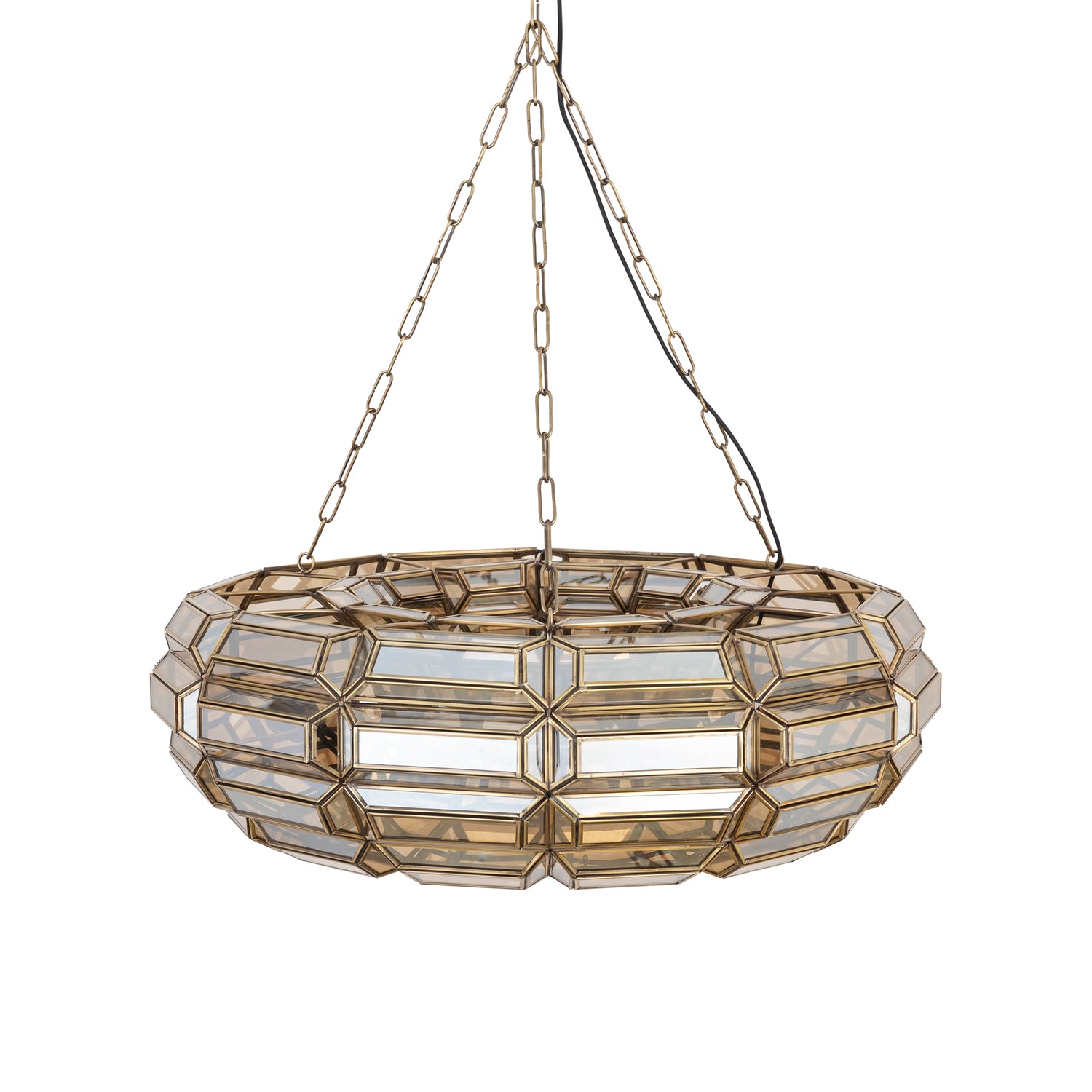 Thyro Antique Brass Glass Amber Donut Lamp - - PTMD - livinglovely.nl