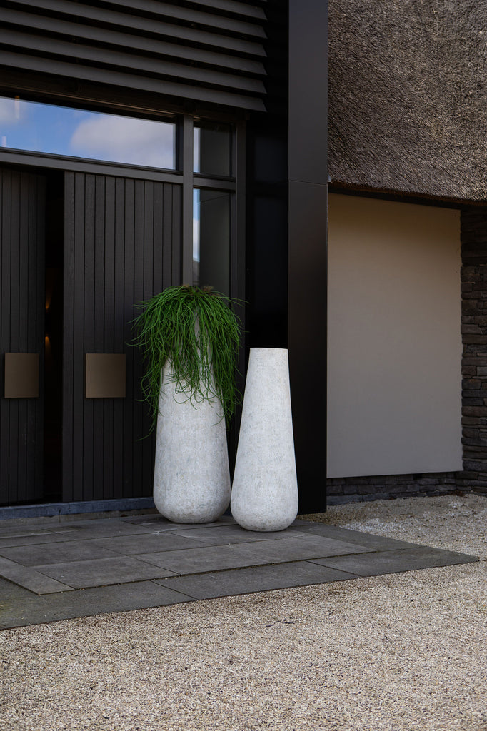 Toshiba White Round High GRC Pot L 50x50x150cm PTMD - Pot - PTMD - livinglovely.nl