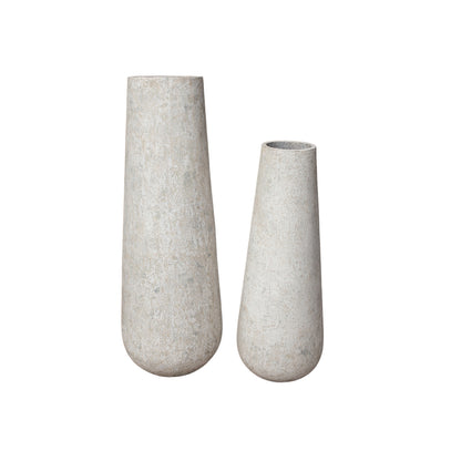 Toshiba White Round High GRC Pot L 50x50x150cm PTMD - Pot - PTMD - livinglovely.nl