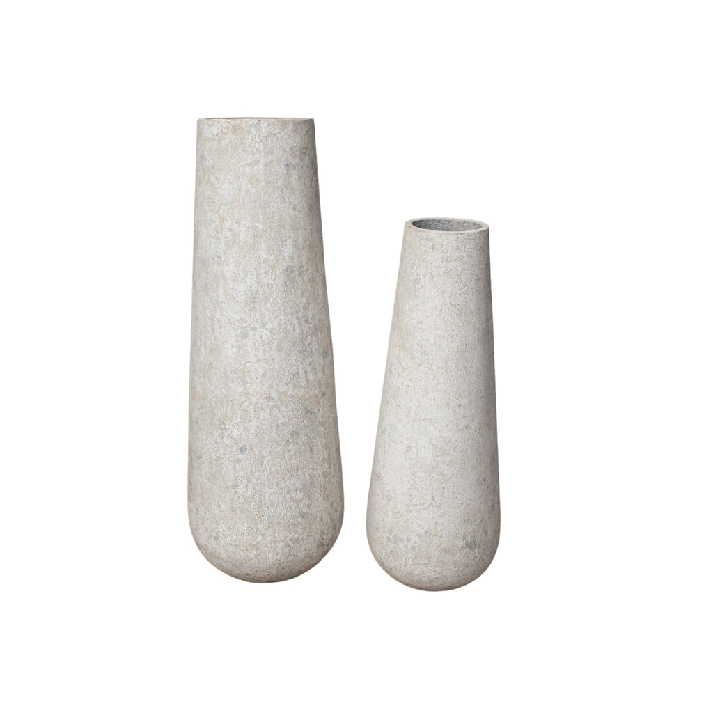 Toshiba White Round High GRC Pot S 45x45x120cm PTMD - Pot - PTMD - livinglovely.nl