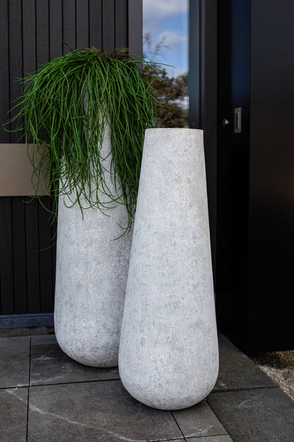 Toshiba White Round High GRC Pot S 45x45x120cm PTMD - Pot - PTMD - livinglovely.nl