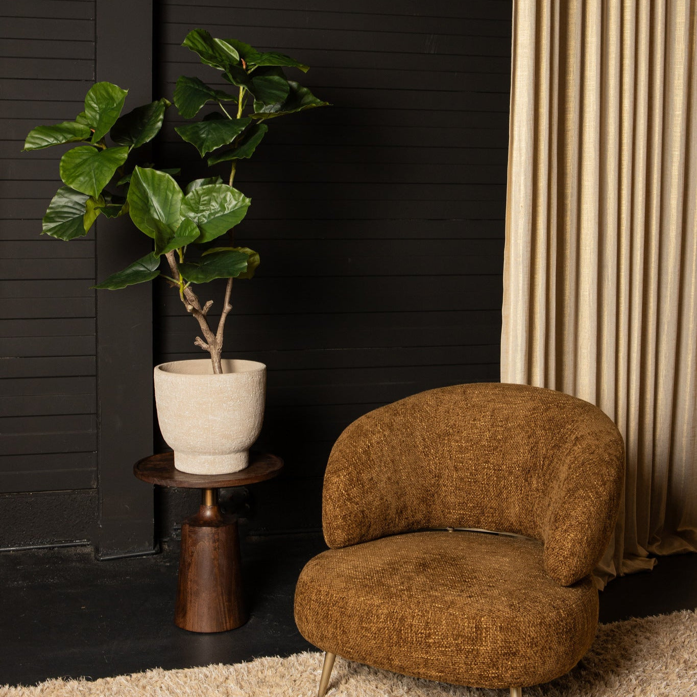 Tree Green Ficus Tree In Pot L 118x 85x183cm PTMD - Kunstplant - PTMD - livinglovely.nl