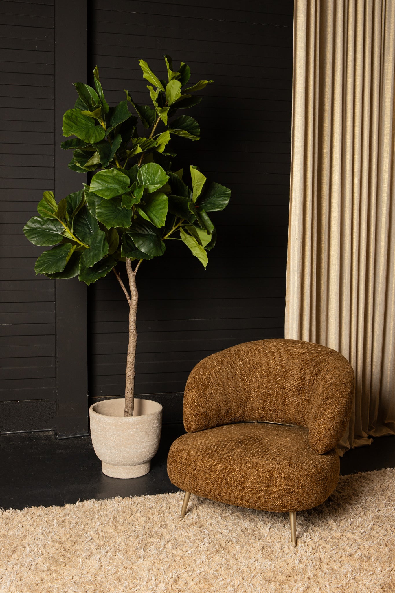 Tree Green Ficus Tree In Pot M 109x115x15,5cm PTMD - Kunstplant - PTMD - livinglovely.nl