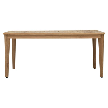 Tuintafel Amaro Outdoor 170cm van DTP Home, zijaanzicht met tapse poten in rustiek teakhout