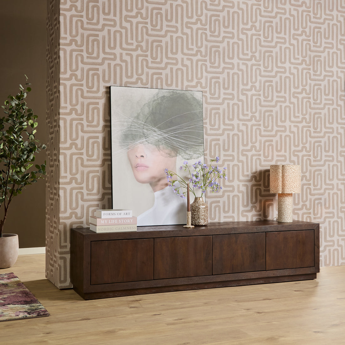TV-meubel Brussel Mangohout Bruin van Starfurn met minimalistisch ontwerp