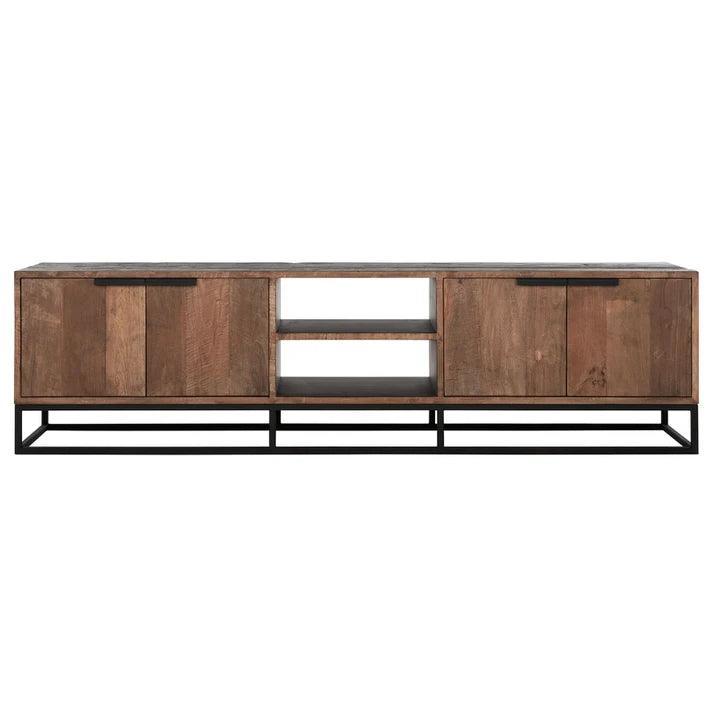 TV-meubel Cosmo No.2 Large van DTP Home in gerecycled teakhout met zwart frame