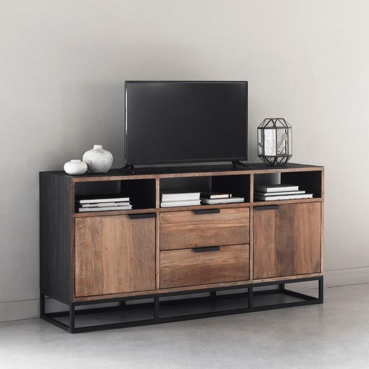 TV-meubel Cosmo No.3 150cm van DTP Home, vooraanzicht met deuren, laden en open vakken