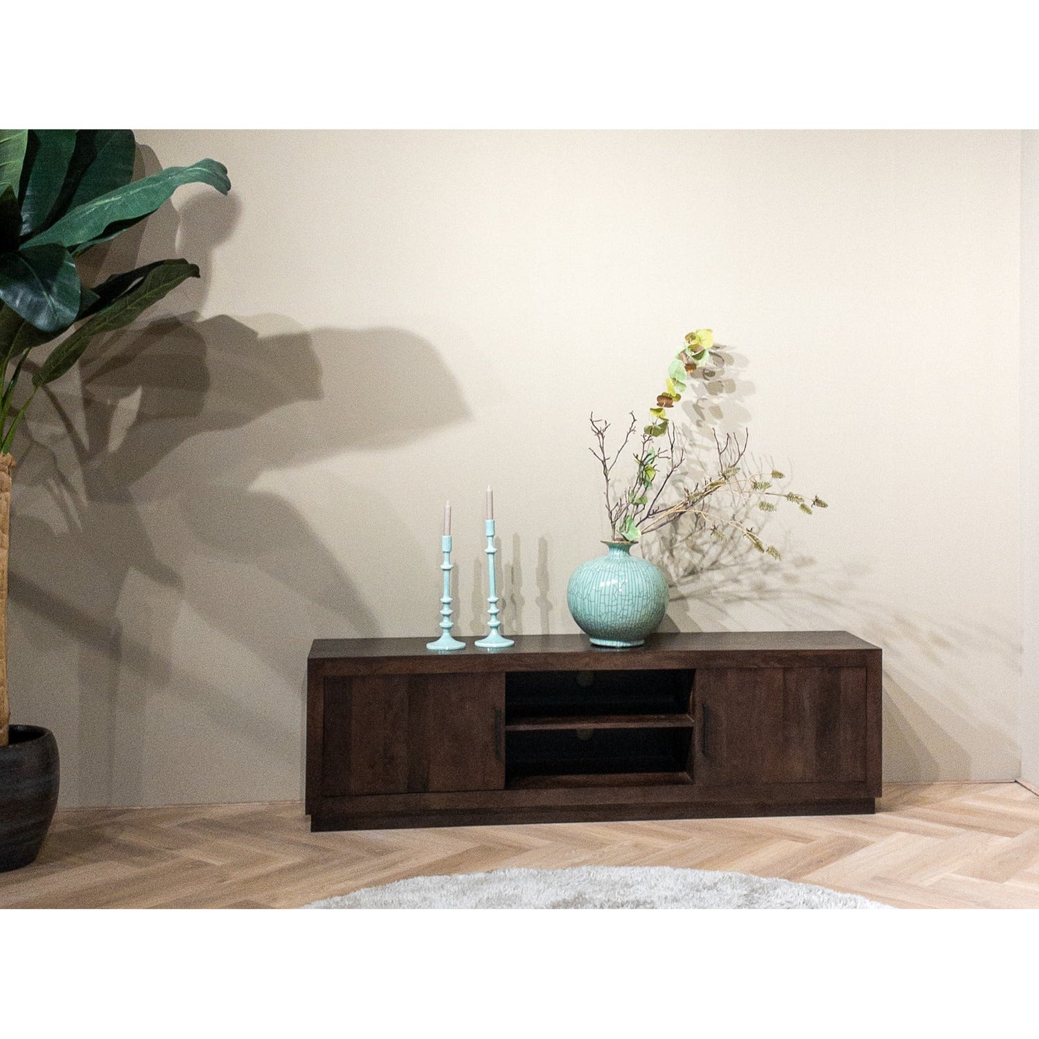TV-meubel Jaxx 150cm in Chestnut, donkerbruin mangohout