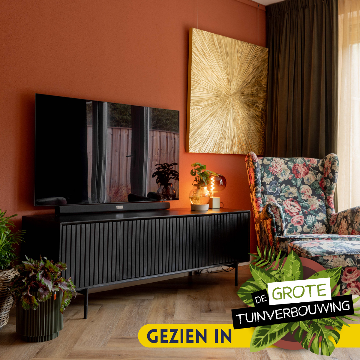 Madison tv meubel 165 cm schuin van voren met vier gesloten deuren