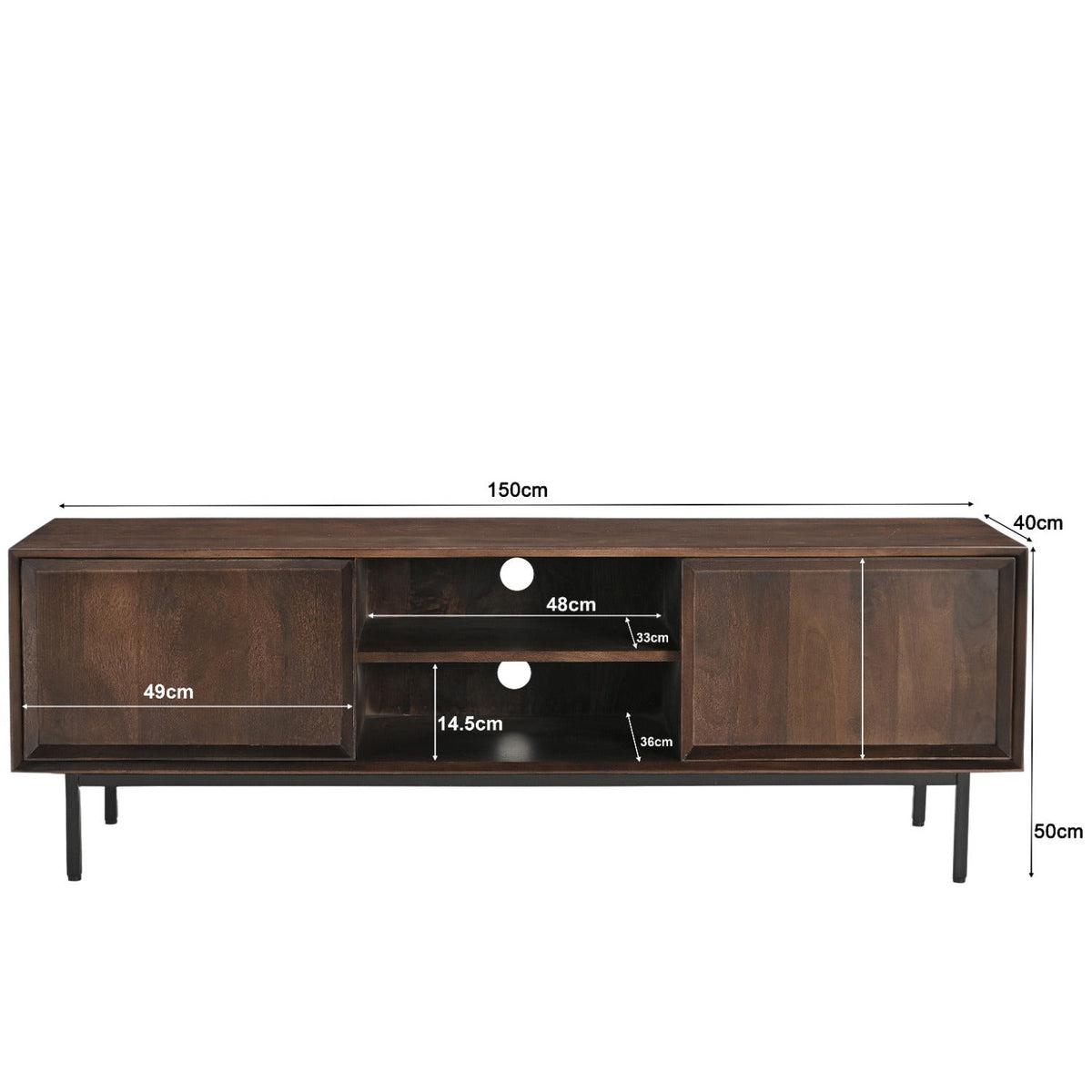Livingfurn Ravenstein tv-meubel 150cm, afmetingen L150cm x B40cm x H50cm
