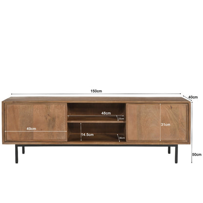 TV-meubel Ravenstein Pecan 150cm van massief mangohout