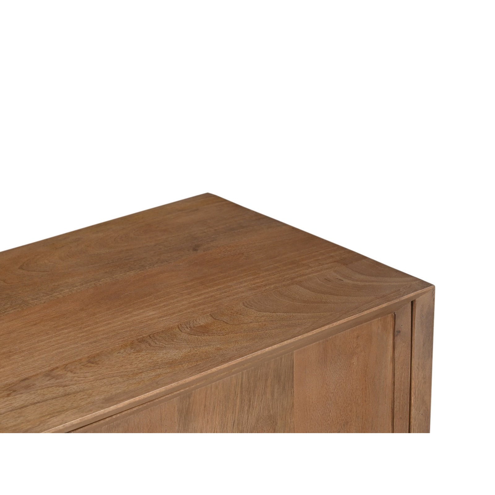 TV-meubel Ravenstein 180cm in Pecan, warm middenbruin mangohout met zwart onderstel