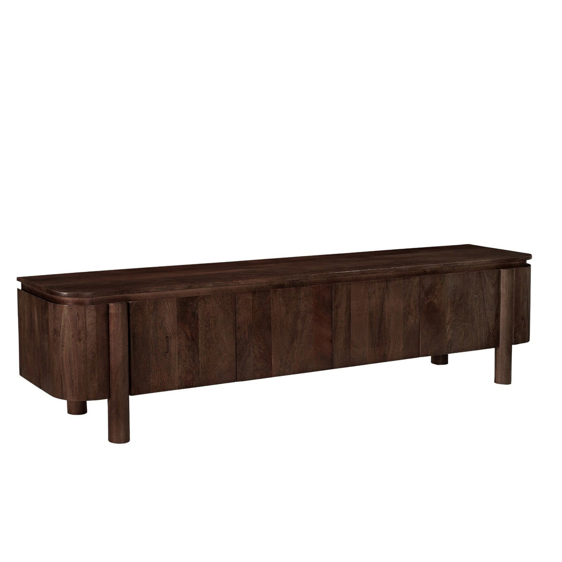 TV-meubel Salano chestnut schuin vooraanzicht met ribbelfronten