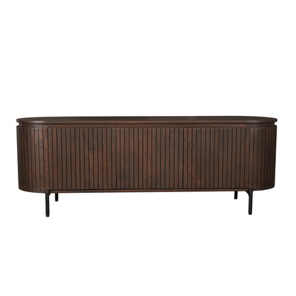 Solana tv meubel 165 cm schuin van voren op een zwart metalen onderstel