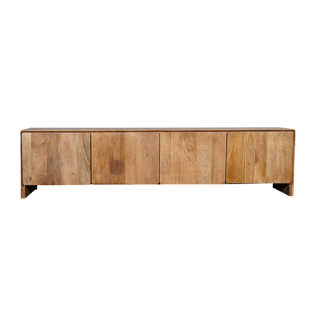 TV-meubel Tense Naturel 200cm van Starfurn, mangohouten meubel met vier deuren, vooraanzicht