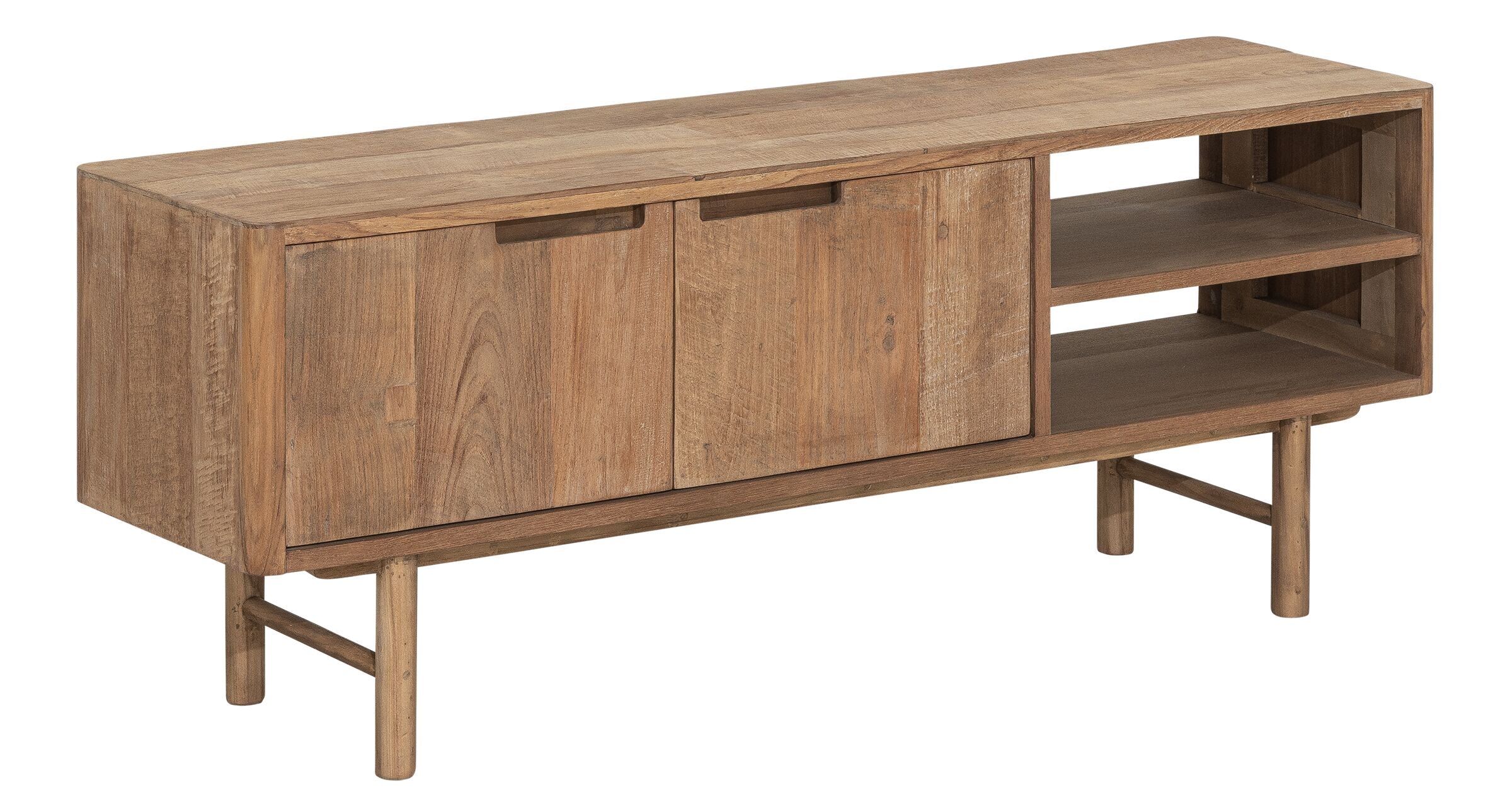 TV stand Bliss No.2 small, 2 doors, 2 open racks - - DTP Home - livinglovely.nl
