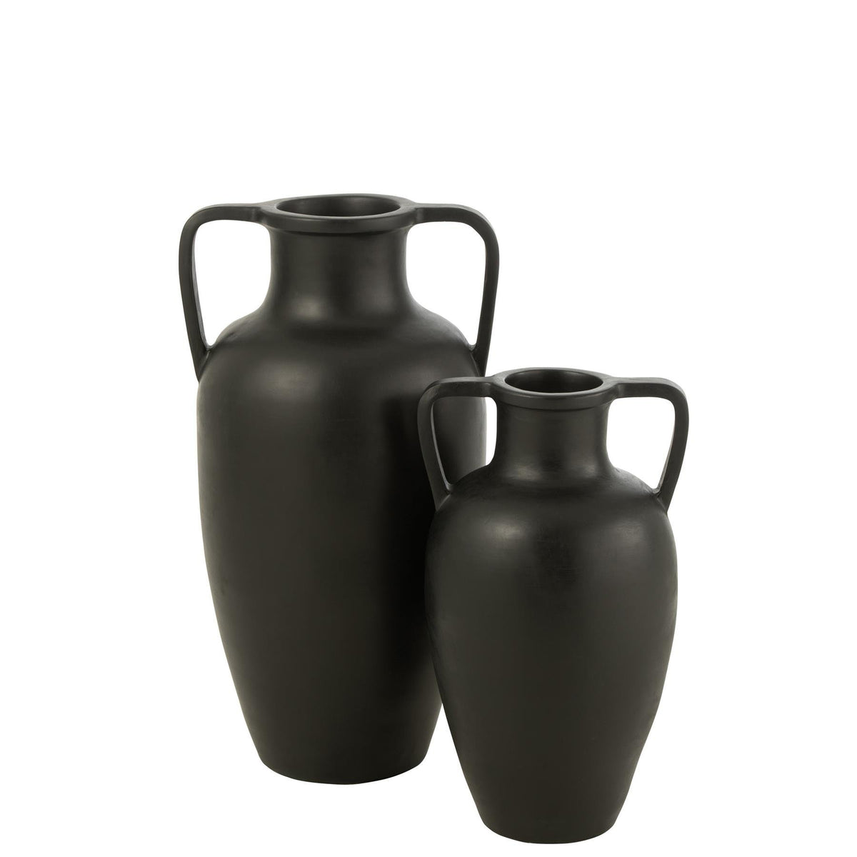 Vaas 2 Armen Terracotta Zwart 66cm Large - Vaas - J-Line - livinglovely.nl