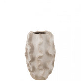 Vaas Abstract Golven Keramiek Beige Small L25,5cmxB25,5cmH37,5cm - Vaas - J-Line - livinglovely.nl