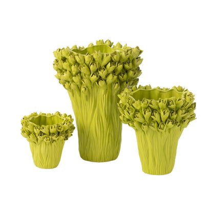 Vaas Ambrosia Keramiek Groen Large Dia35cmxH43,5cm J-Line - Vaas - J-Line - livinglovely.nl