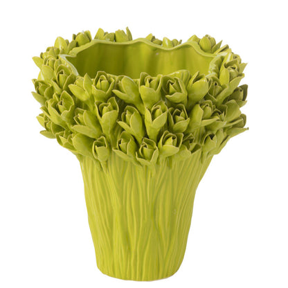 Vaas Ambrosia Keramiek Groen Medium Dia28cmxH29cm J-Line - Vaas - J-Line - livinglovely.nl