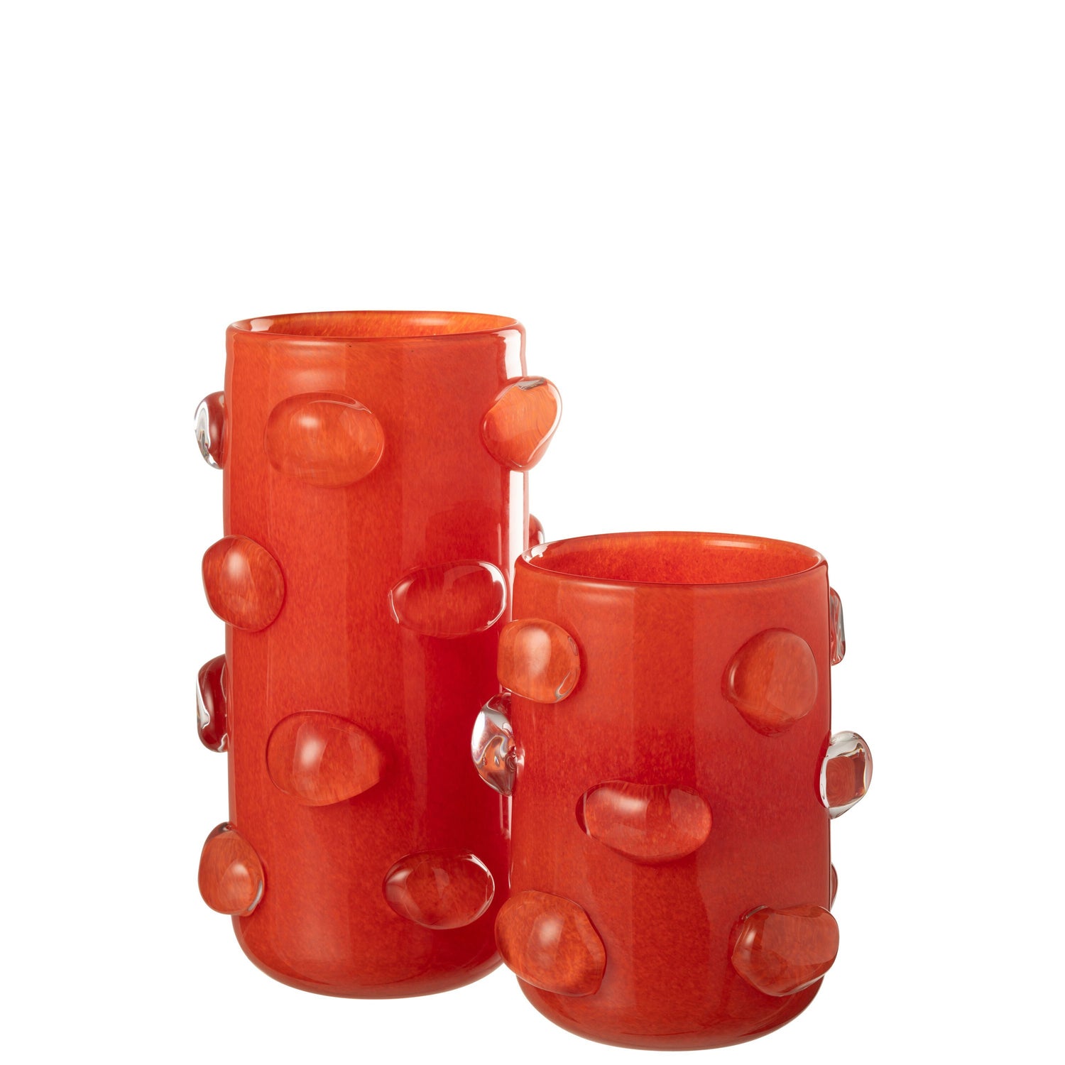 Vaas Aruna Glas Rood Small Ø19xH23cm - Vaas - J-Line - livinglovely.nl