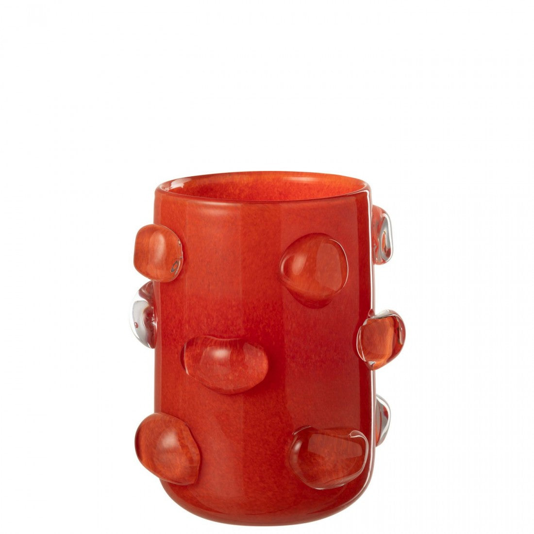 Vaas Aruna Glas Rood Small Ø19xH23cm - Vaas - J-Line - livinglovely.nl