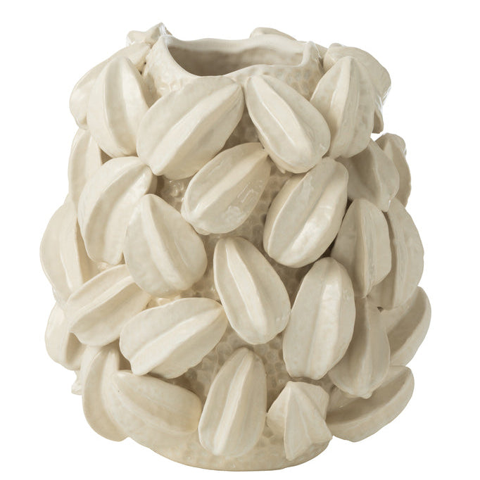 Vaas Botanica Cacao Hoog Beige - Vaas - J-Line - livinglovely.nl