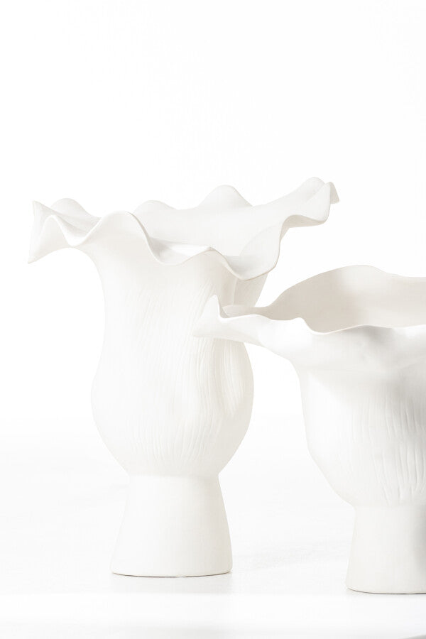 Vaas Breed Helix Onregelmatig Keramiek Wit Dia 31cmx31cm - Vaas - J-Line - livinglovely.nl