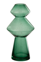 Vaas Carol Glas Smaragdgroen Dia 17,5cmxH35cm J-Line - Vaas - J-Line - livinglovely.nl