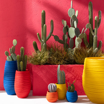 Vaas Fiesta Keramiek Blauw XL - Vaas - J-Line - livinglovely.nl
