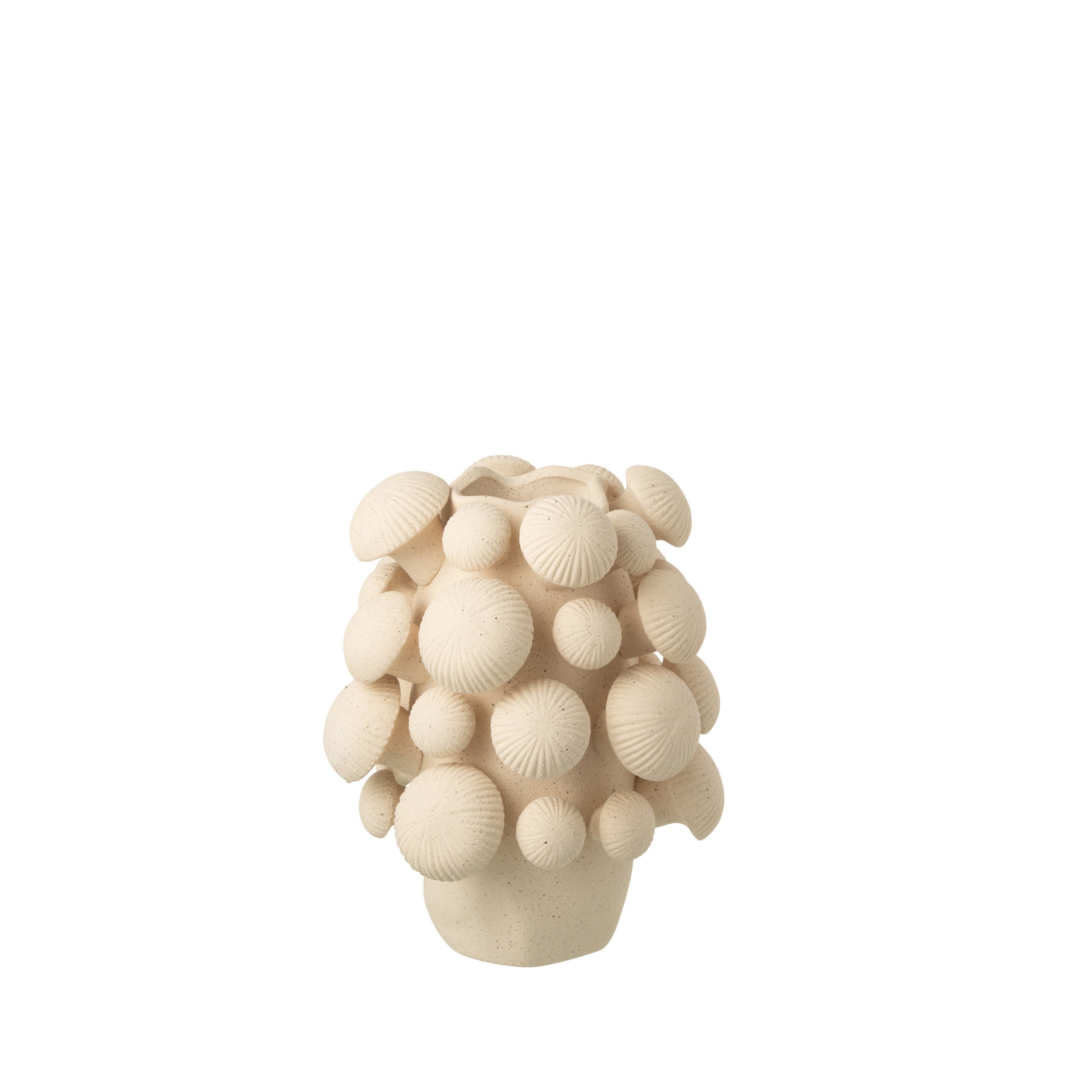 Vaas Fungi Keramiek Beige Small Dia23cmxh32cm J-Line - Vaas - J-Line - livinglovely.nl
