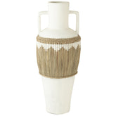 Vaas + Handvaten Motief Terracotta/Gras Wit/Naturel - Vaas - J-Line - livinglovely.nl
