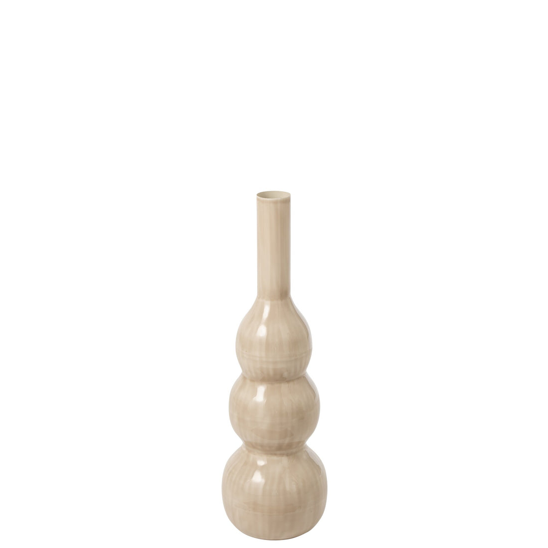 Vaas IJzer Licht Beige van J-Line, slanke hoge vaas van licht beige ijzer
